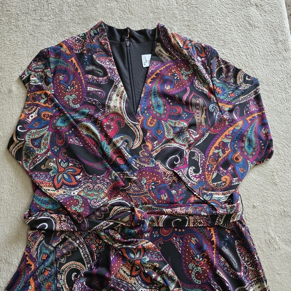 Nicole Miller Studio faux wrap paisley dress size 14 - Picture 5 of 14